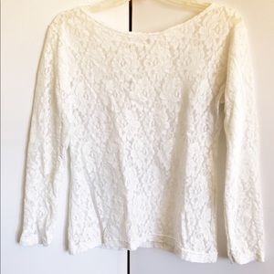 White Ellen Ashley Lace Top